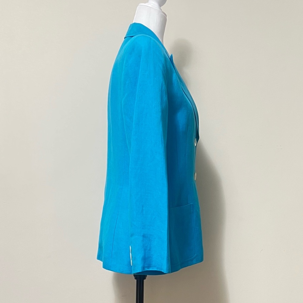 Giorgio Sant’ Angelo NEW Sky Blue Linen Rayon 3 Button Spring Blazer Jacket 10 - Picture 9 of 14